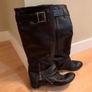 Miss Sixty Fold Over Leather Boots Size 38 Black
